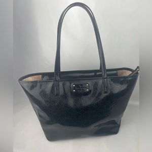 Kate Sape NY Polyvinyl Black Perforated Logo Tote Bag